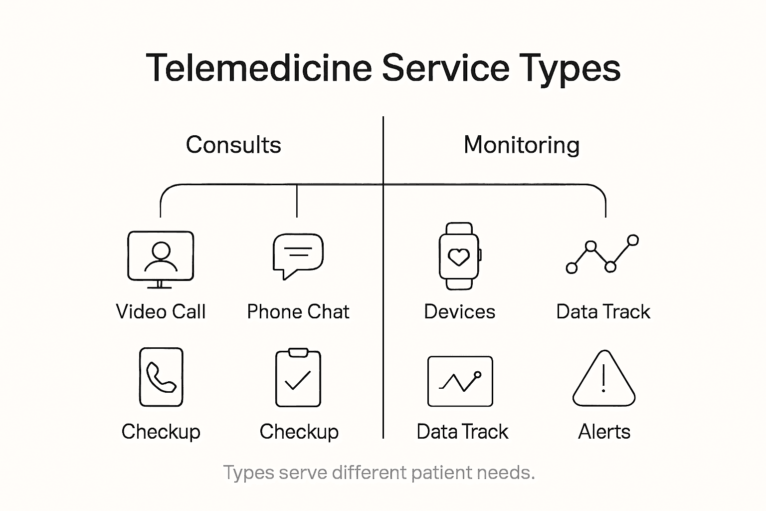 Infographic showing telemedicine service types