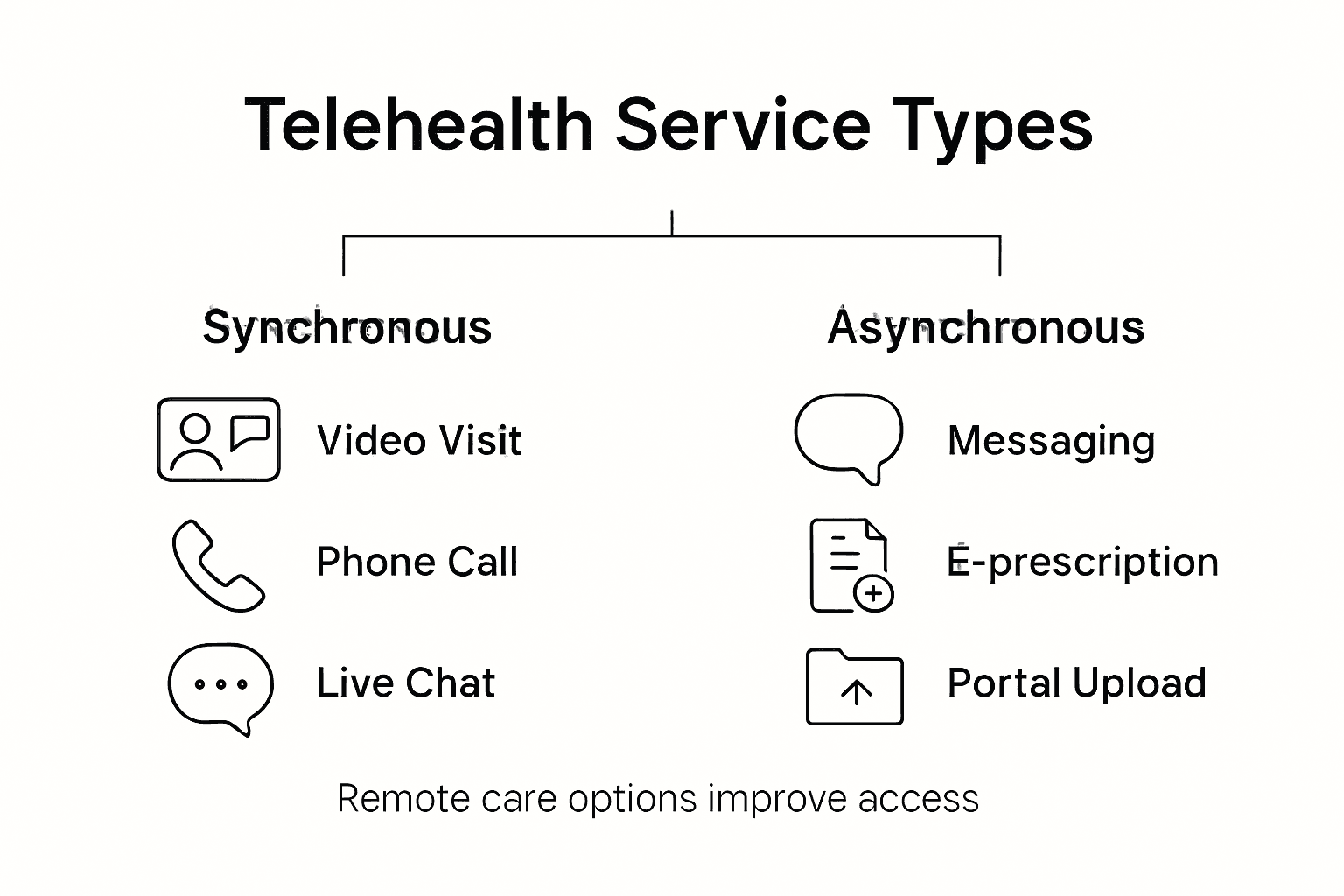 Infographic showing telehealth service categories