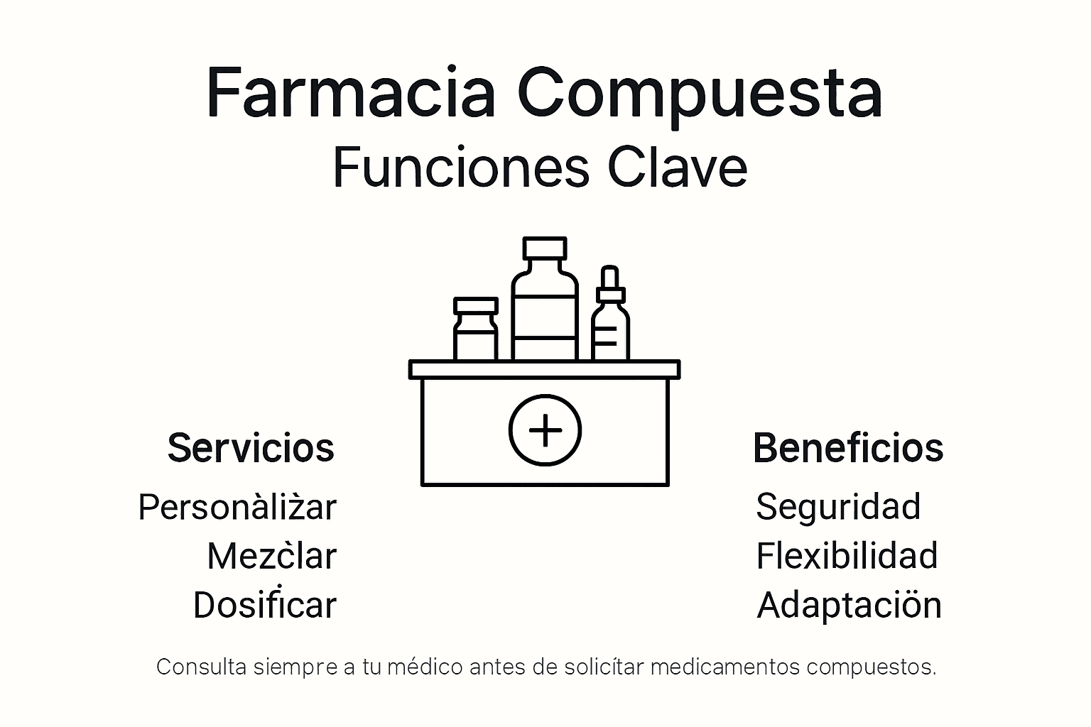 Infografía sobre las funciones principales de una farmacia magistral