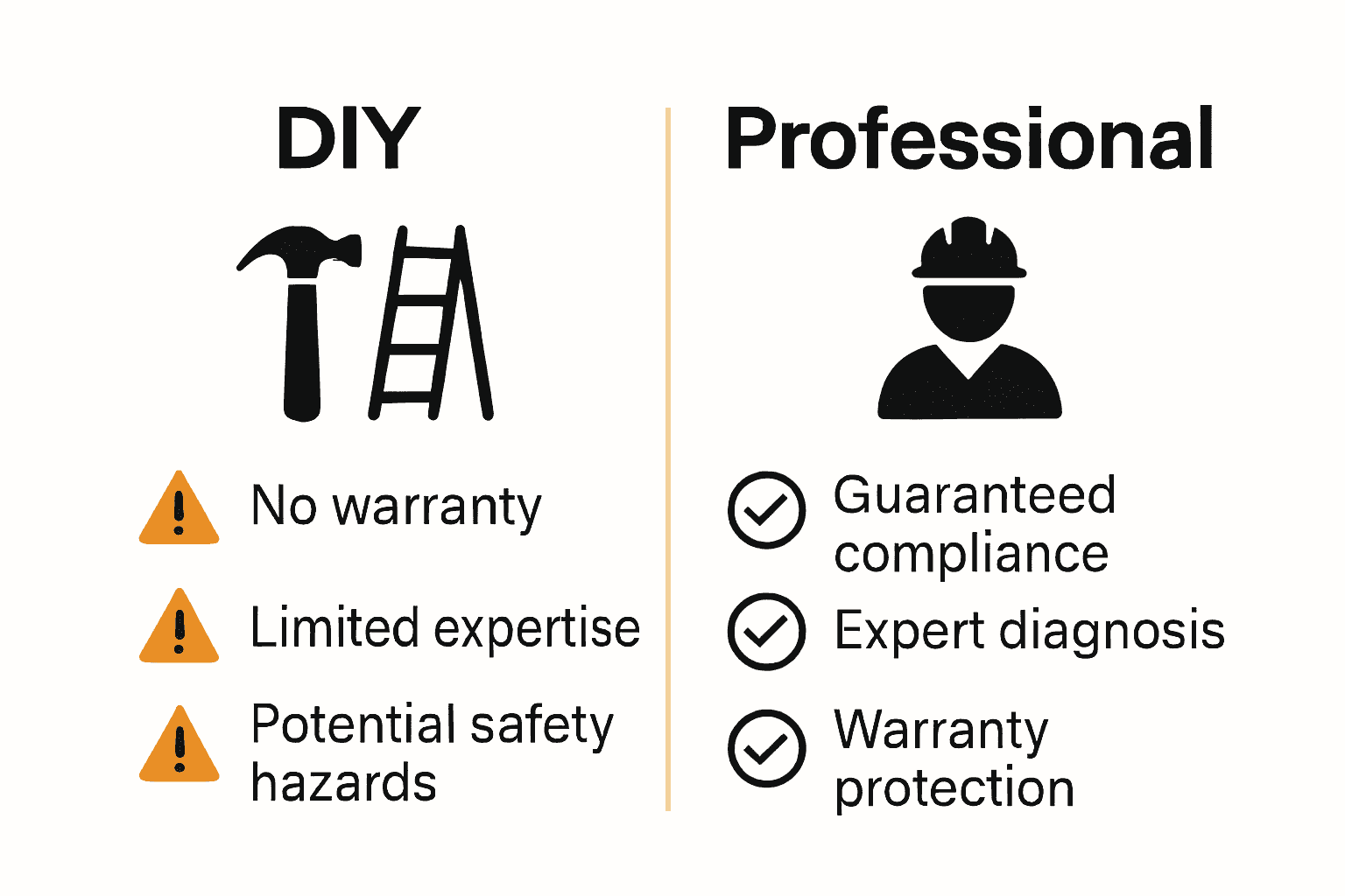 Infographic comparing DIY and professional roof maintenance.