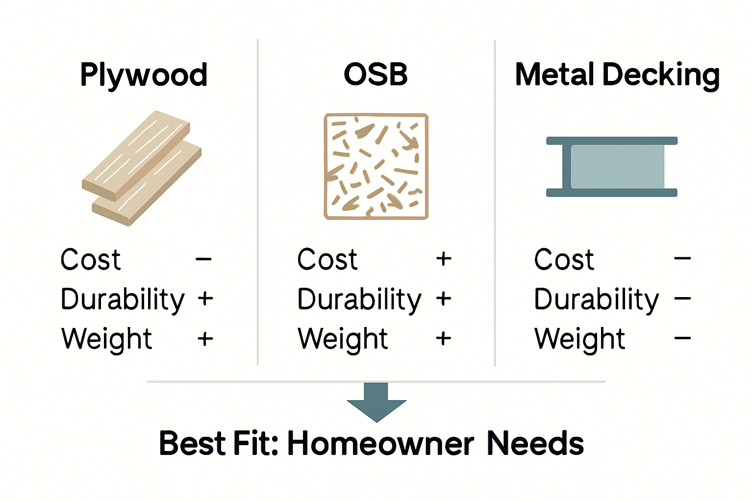 Infographic comparing roof decking material types
