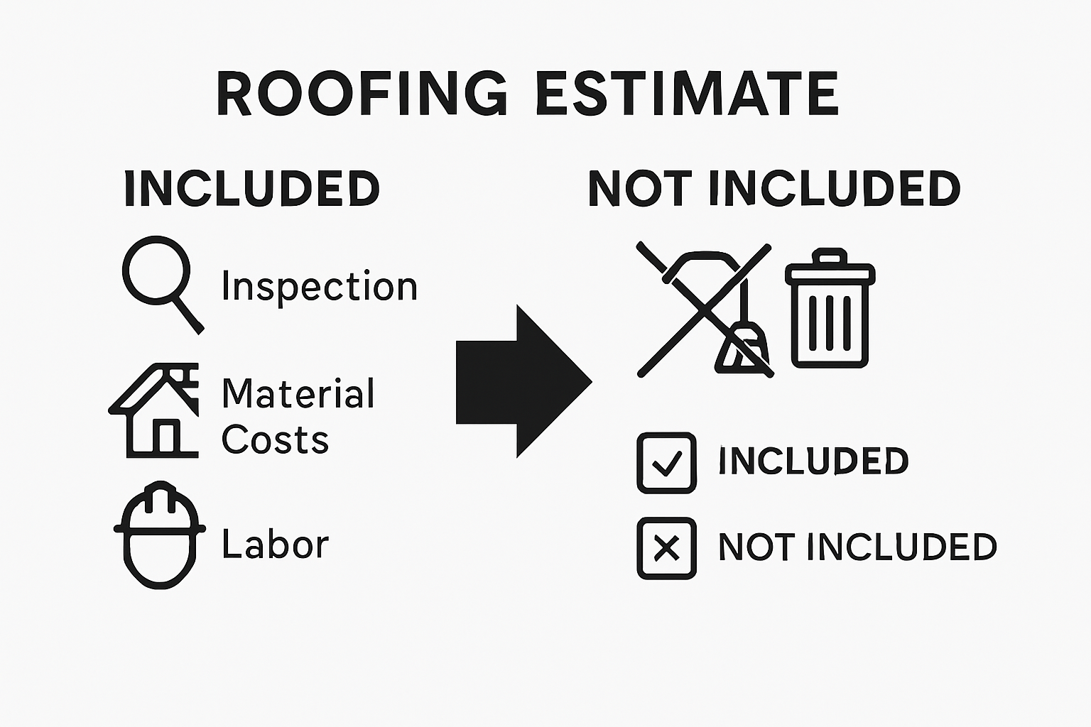 Infographic comparing estimate inclusions and exclusions