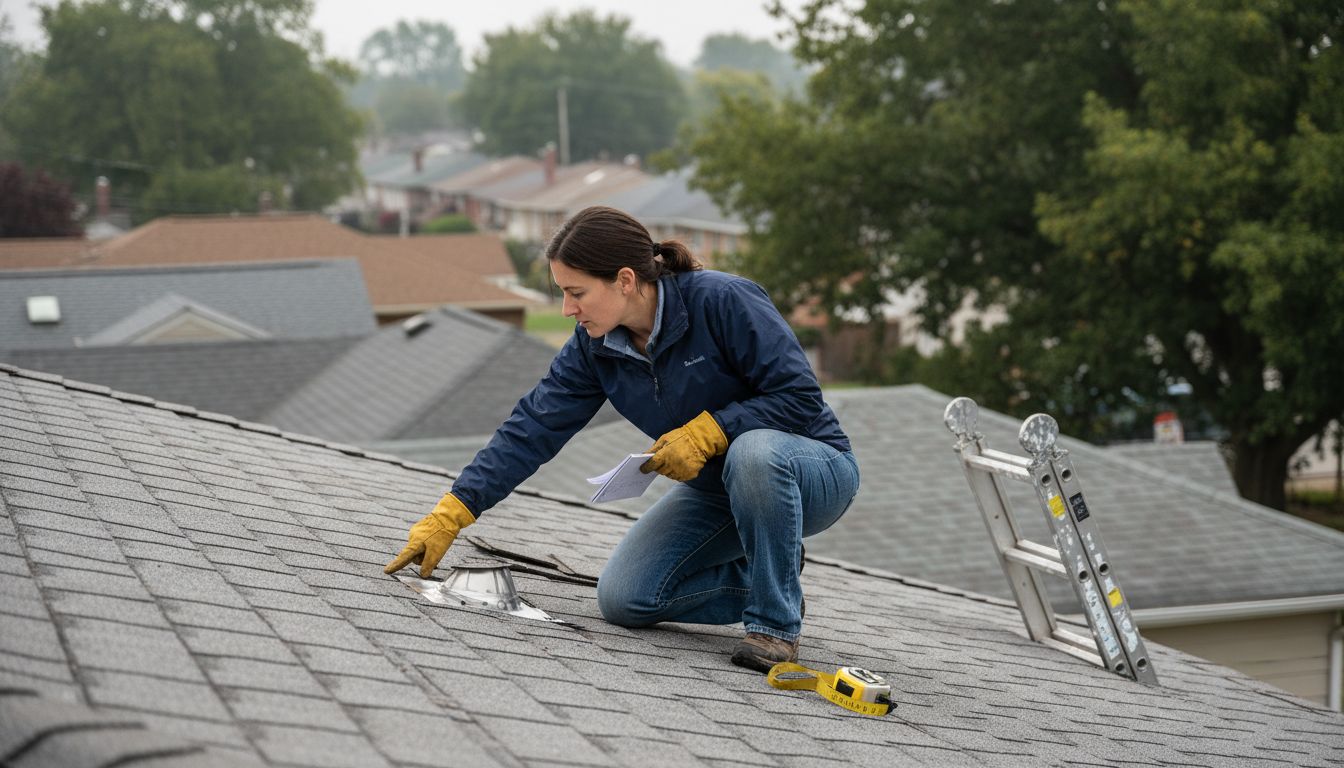 Inspector checking roof during certification
