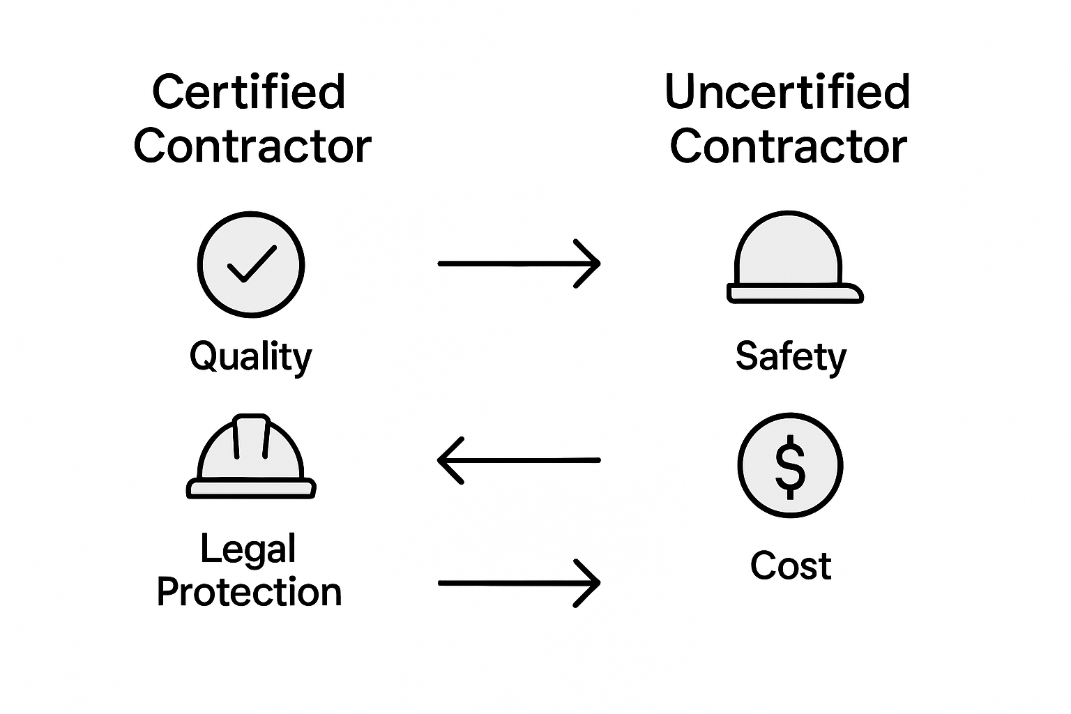 Infographic comparing certified vs uncertified contractors