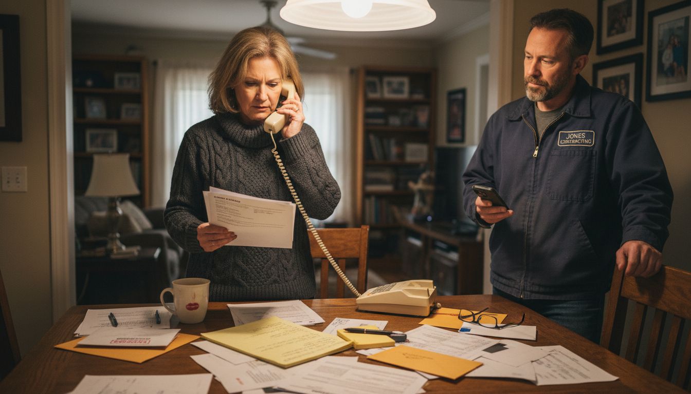 Homeowner checks contractor license documents