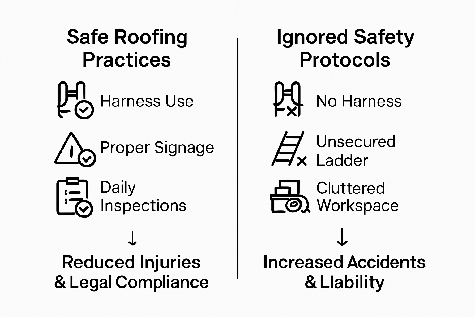 Infographic comparing roofing safety and risks