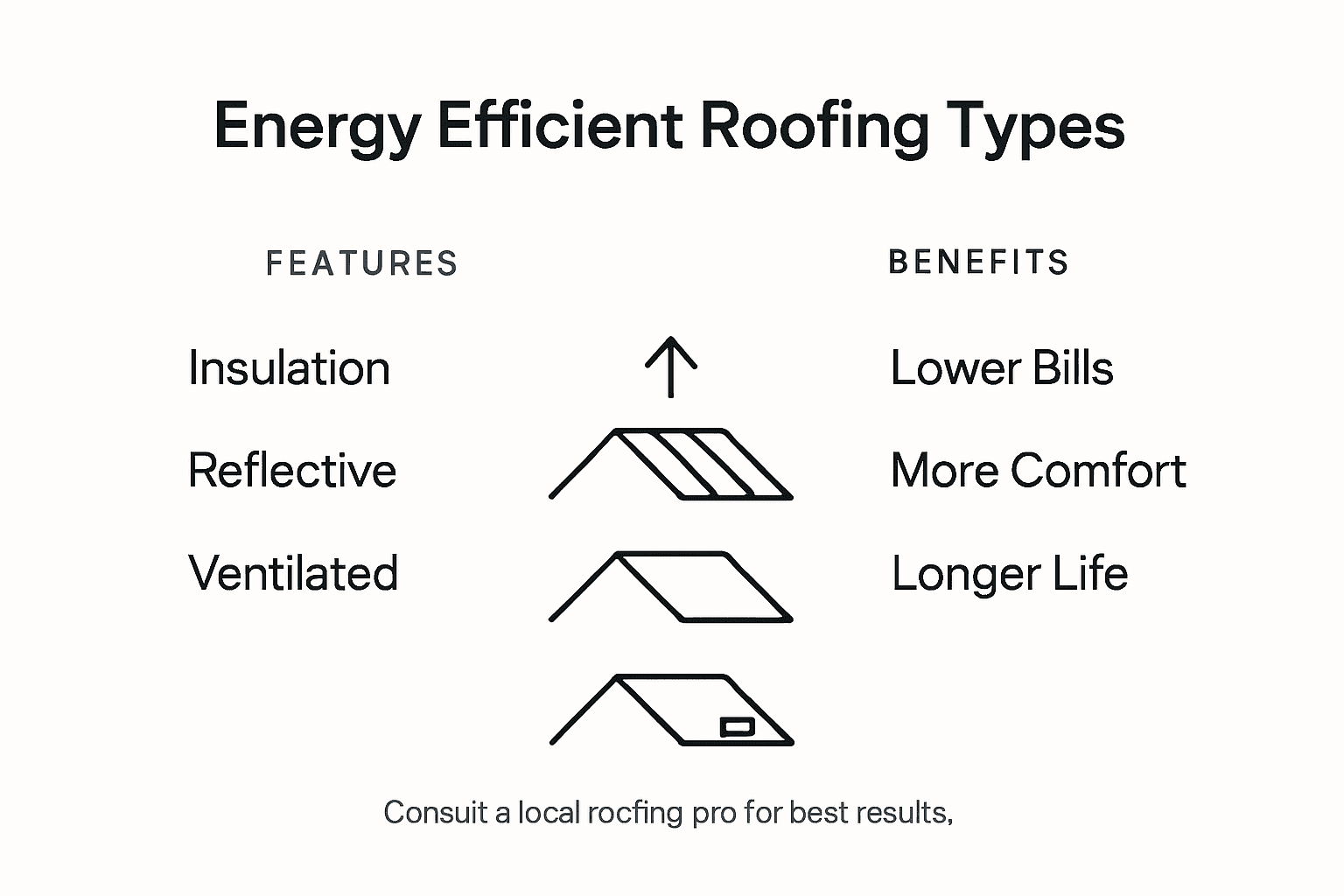 Infographic showing energy efficient roofing features and benefits