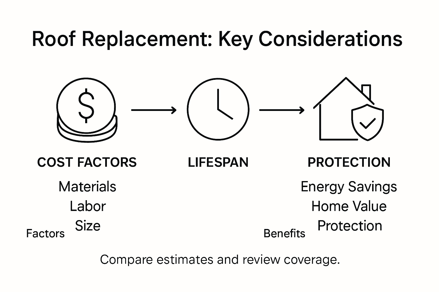 Infographic shows roof replacement factors and benefits