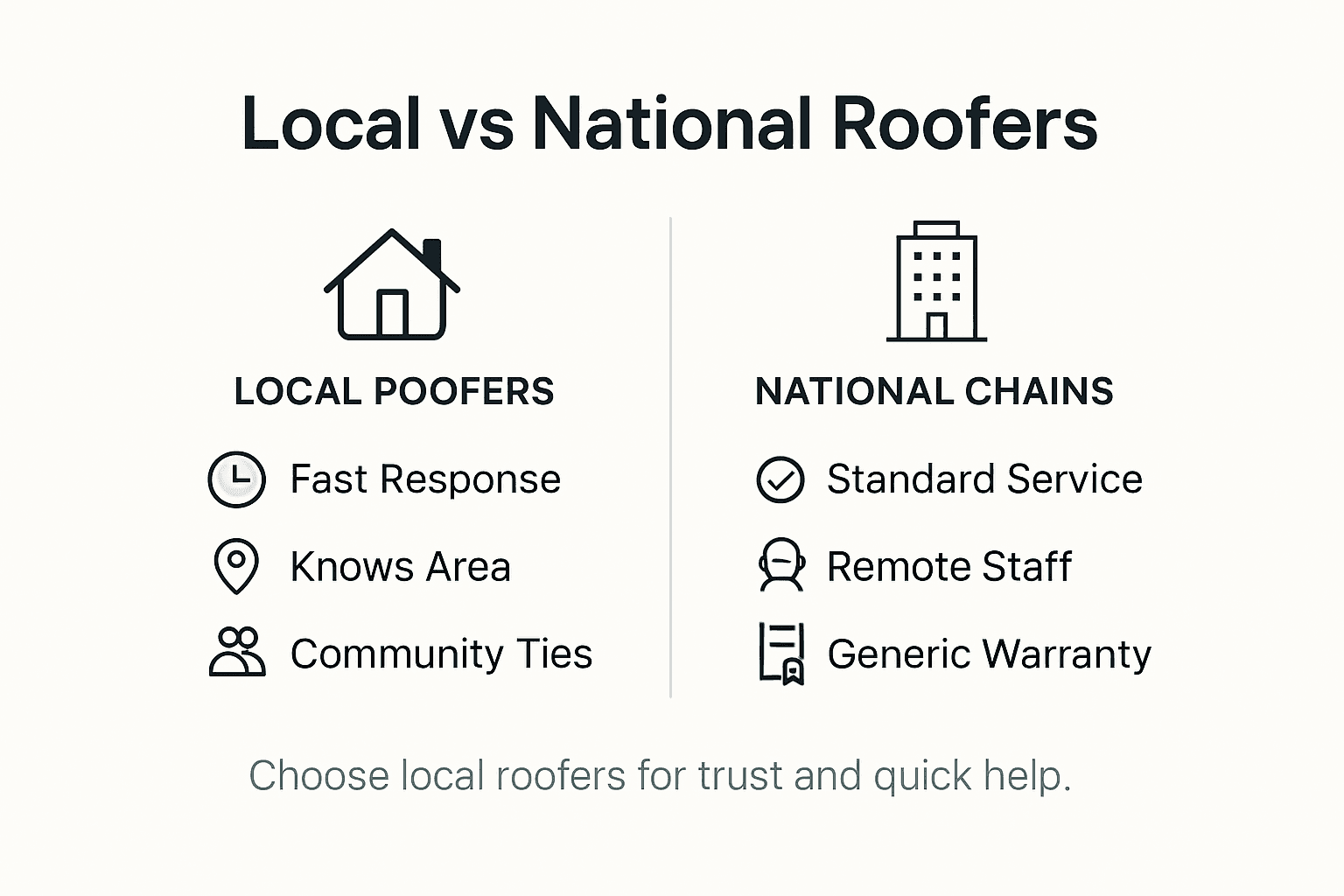 Infographic showing local versus national roofer features