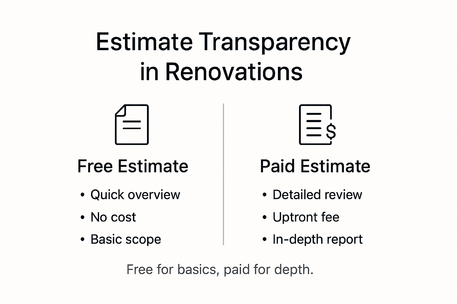 Infographic comparing free and paid renovation estimates