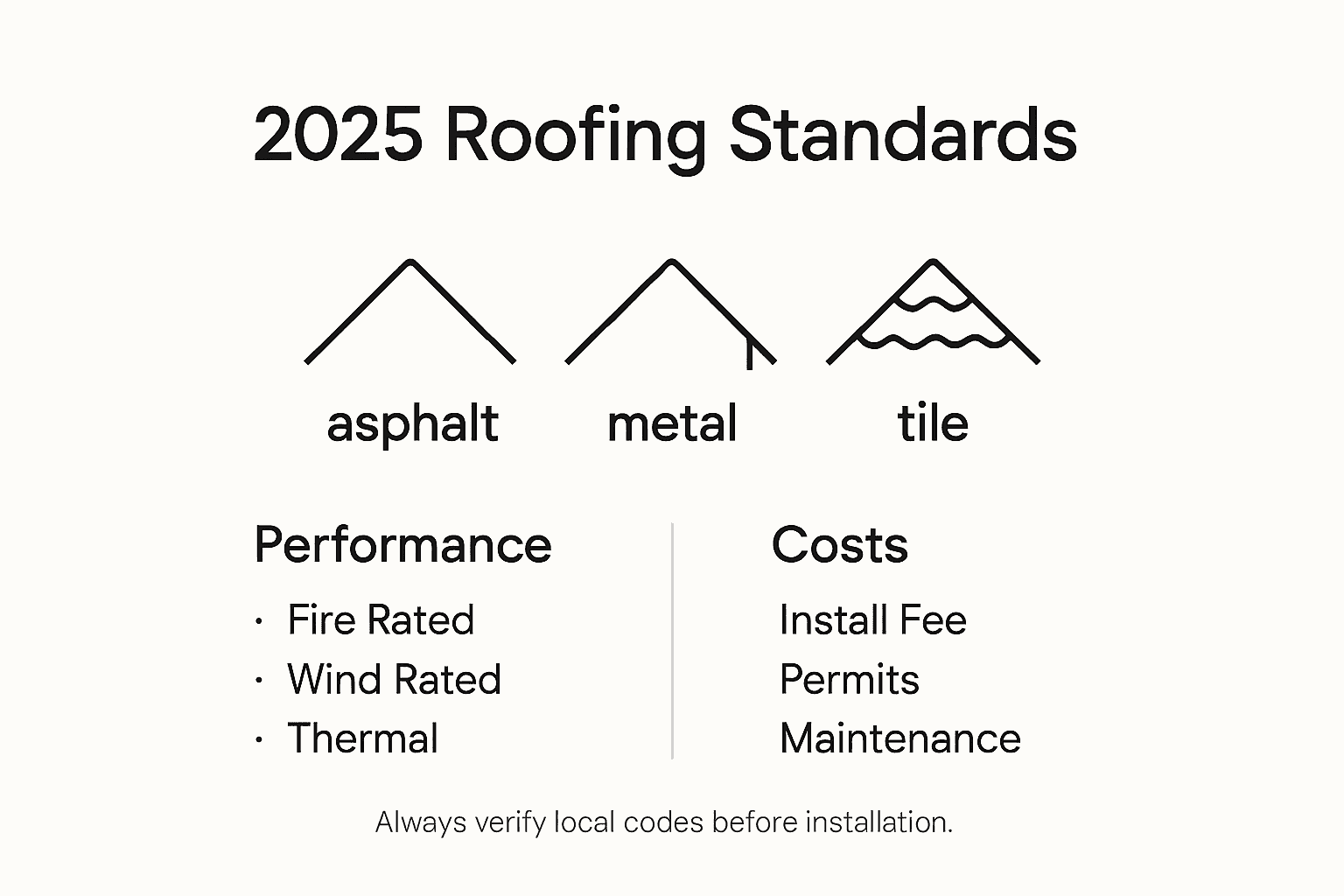 Infographic comparing roofing standards and costs