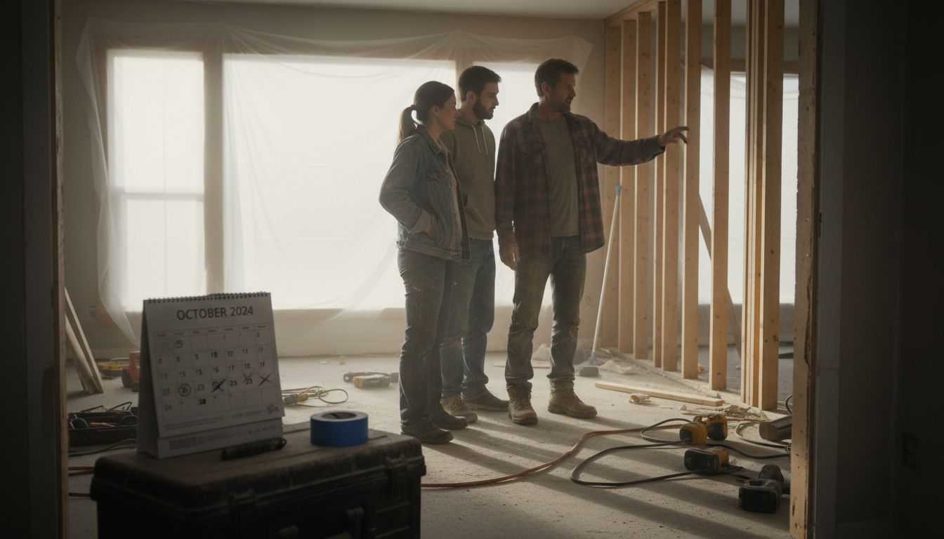 Contractor explains renovation phases to homeowners