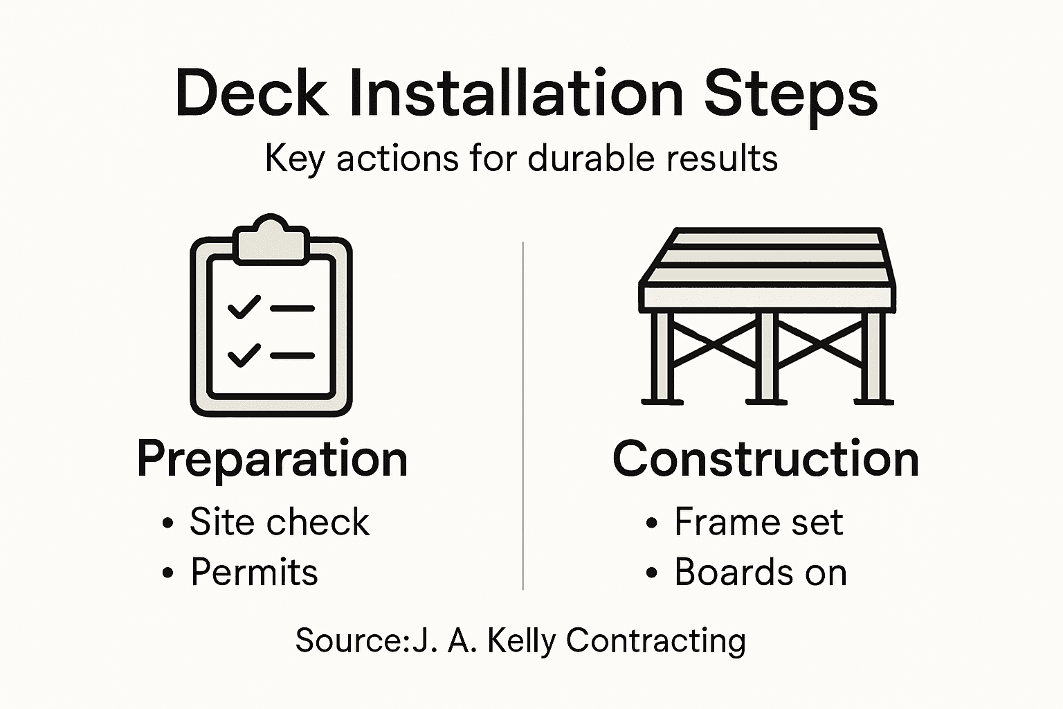 Infographic summarizing deck installation steps
