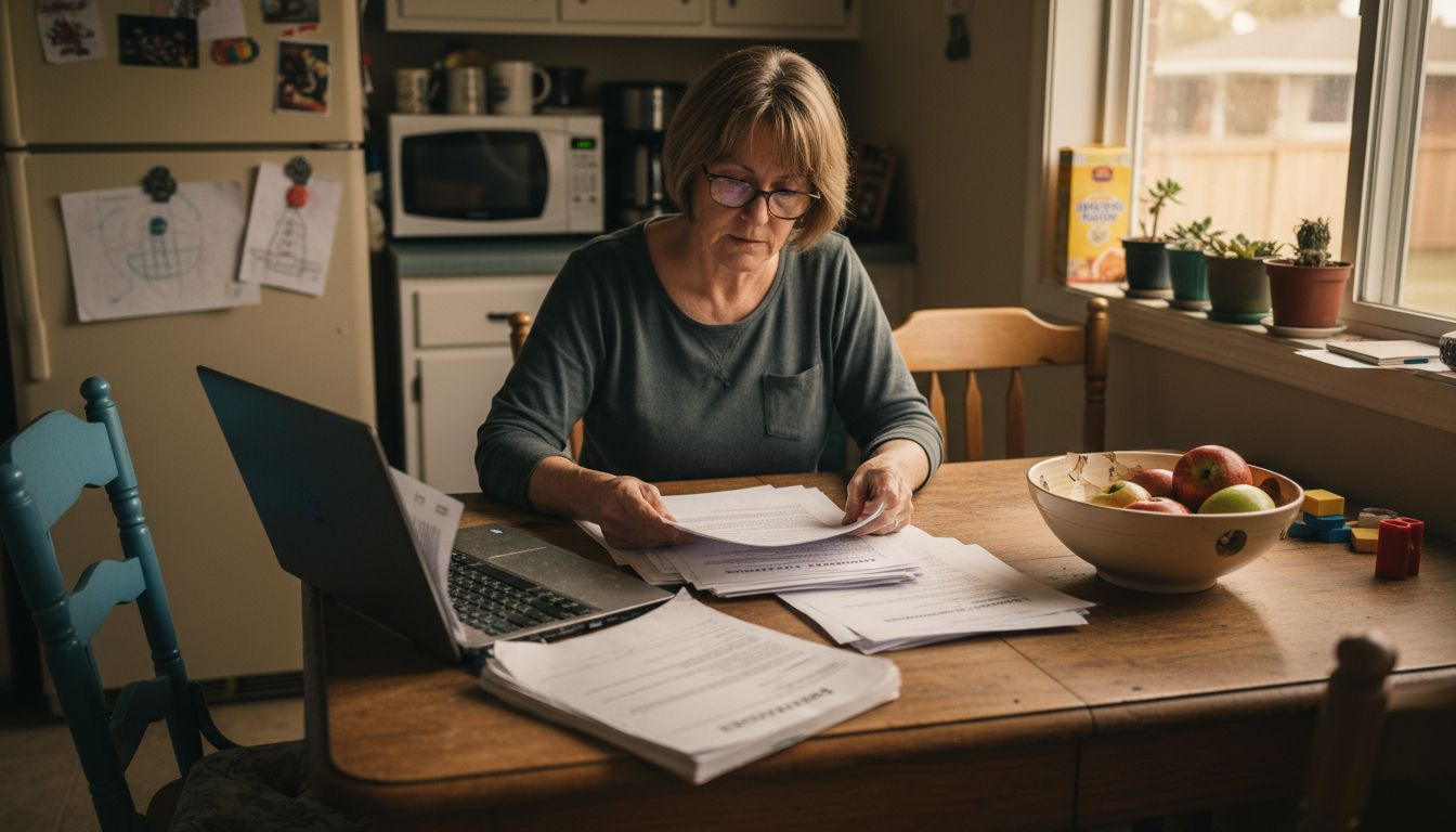 Homeowner reviews loan documents for renovation