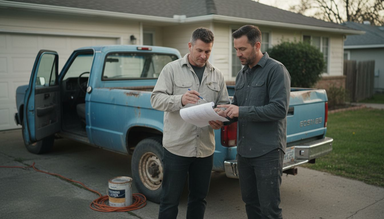 Contractors reviewing renovation cost estimate