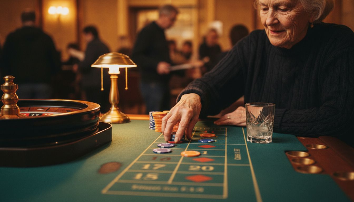 Woman making bet at roulette table