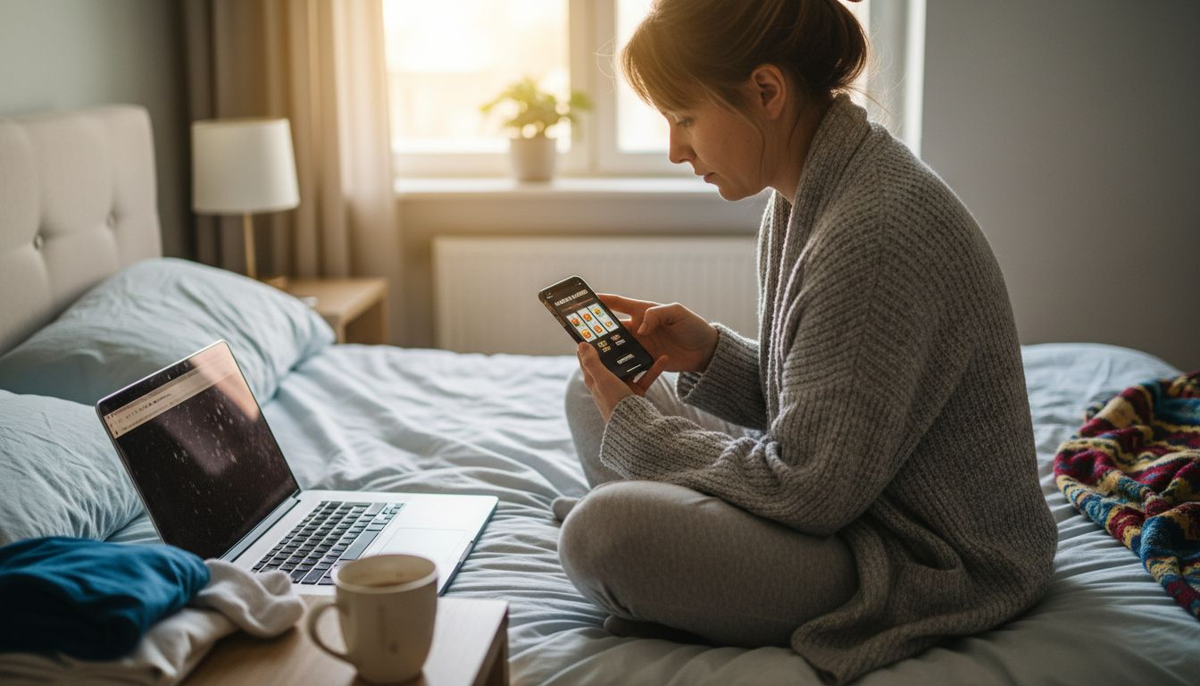 Naine sirvib telefonis kasiinomänge
