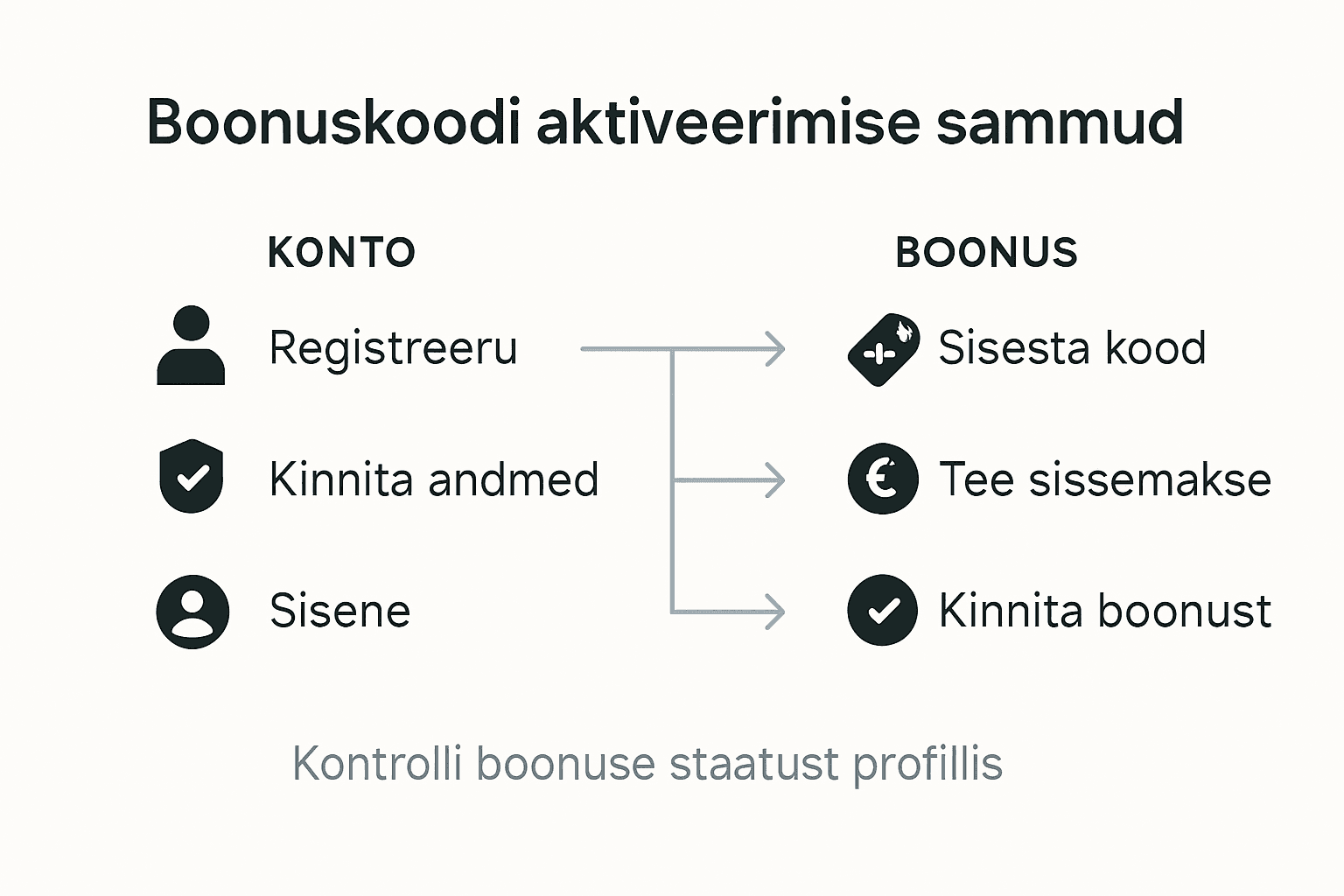 Visuaalne juhend: kuidas boonuskoodi edukalt kasutusele võtta