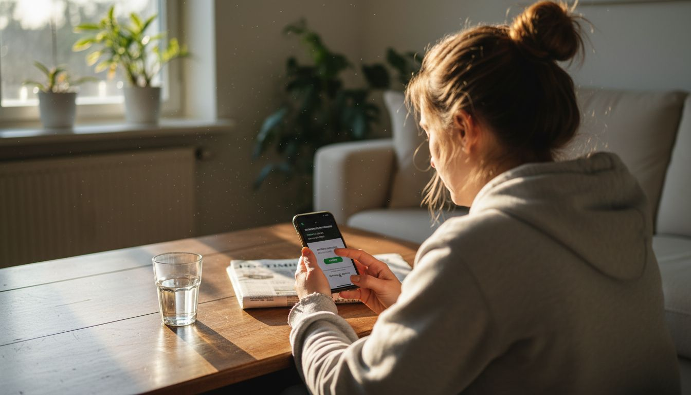 Naine kinnitab oma telefoni kaudu kasiino sissemakset.