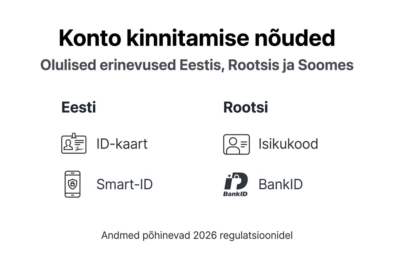 Konto kinnitamise tingimuste selge infograafiline ülevaade