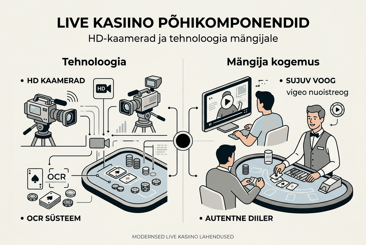 Infograafik live-kasiino võtmeelementidest