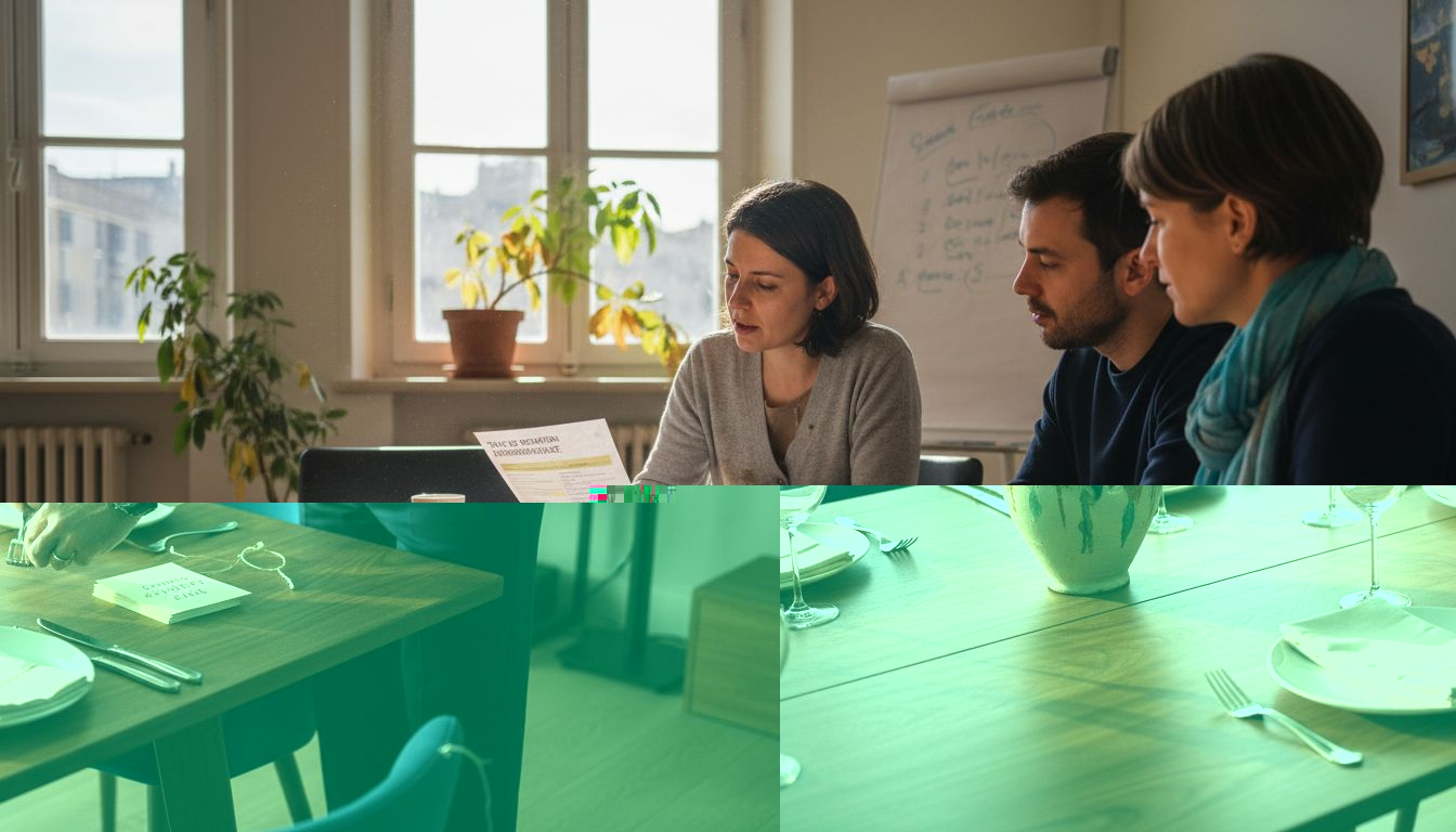 Man arranging fine dining setup at home