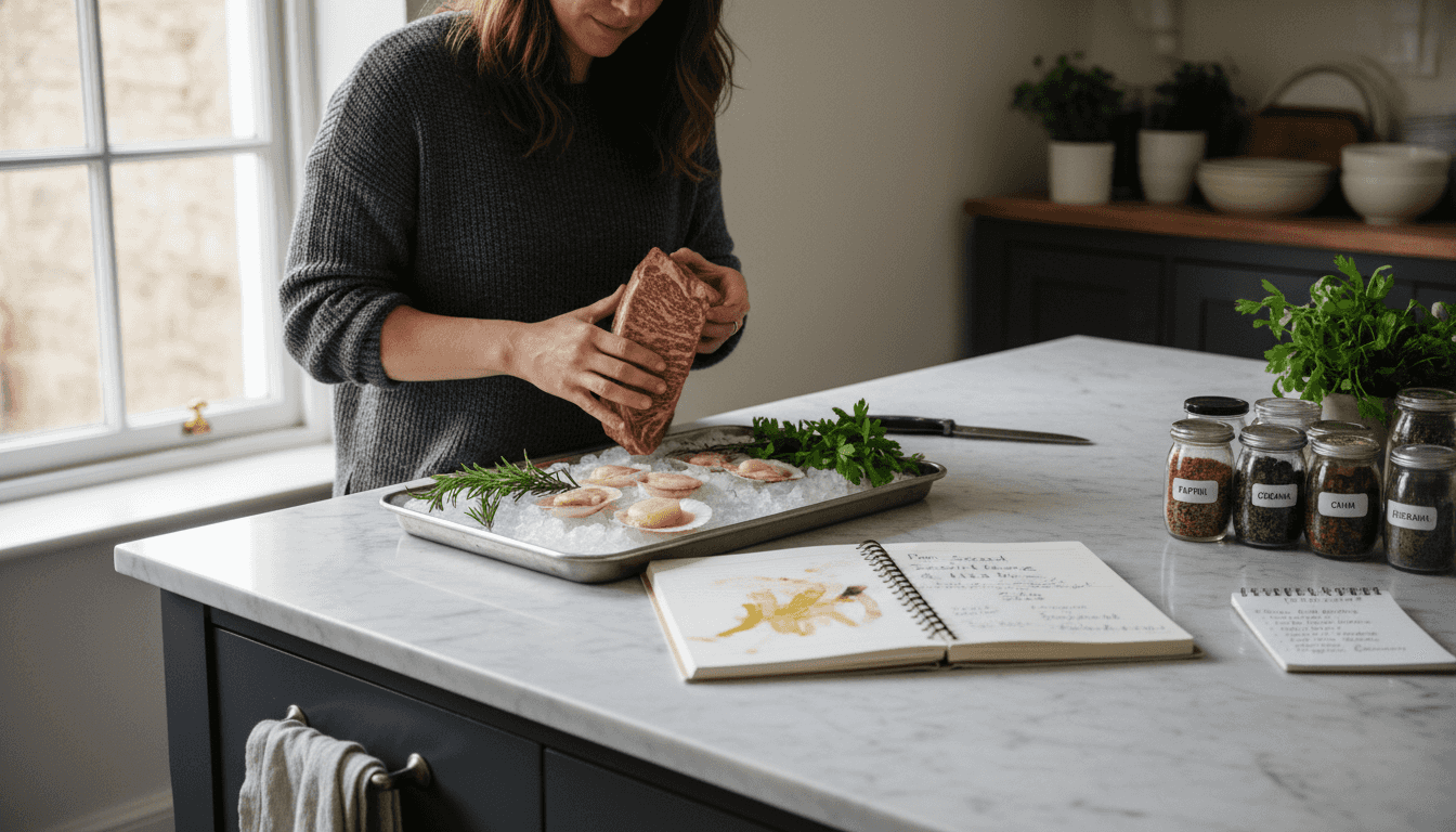 Woman selecting premium home dining ingredients