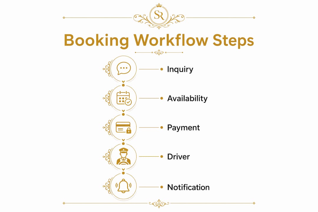 Infographic displaying transfer booking workflow steps
