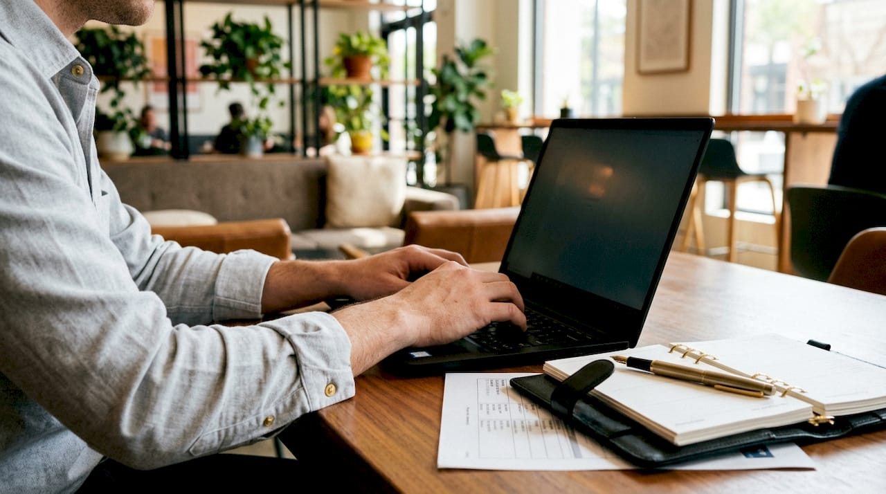 Hands typing scheduling VIP transfers