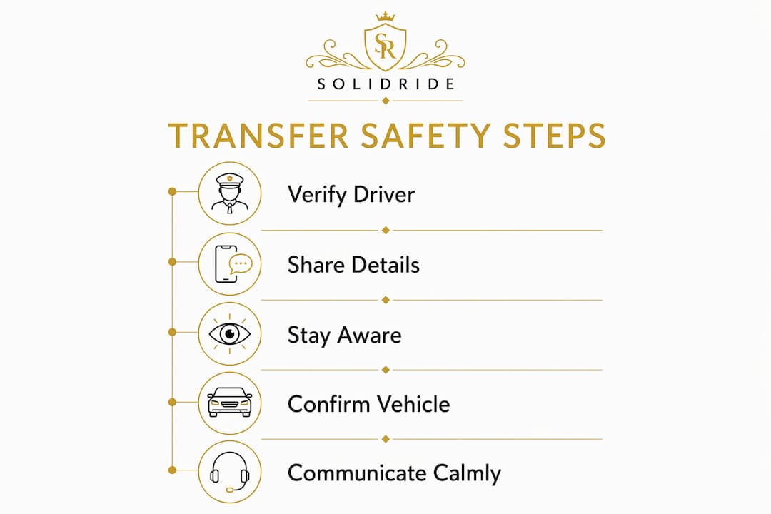 Infographic illustrating steps for safe passenger transfers