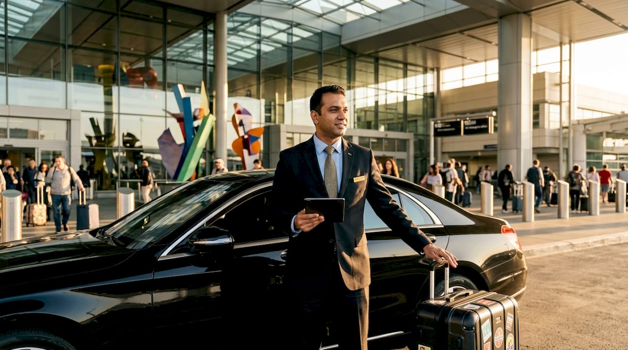 Airport transfer driver awaiting passenger