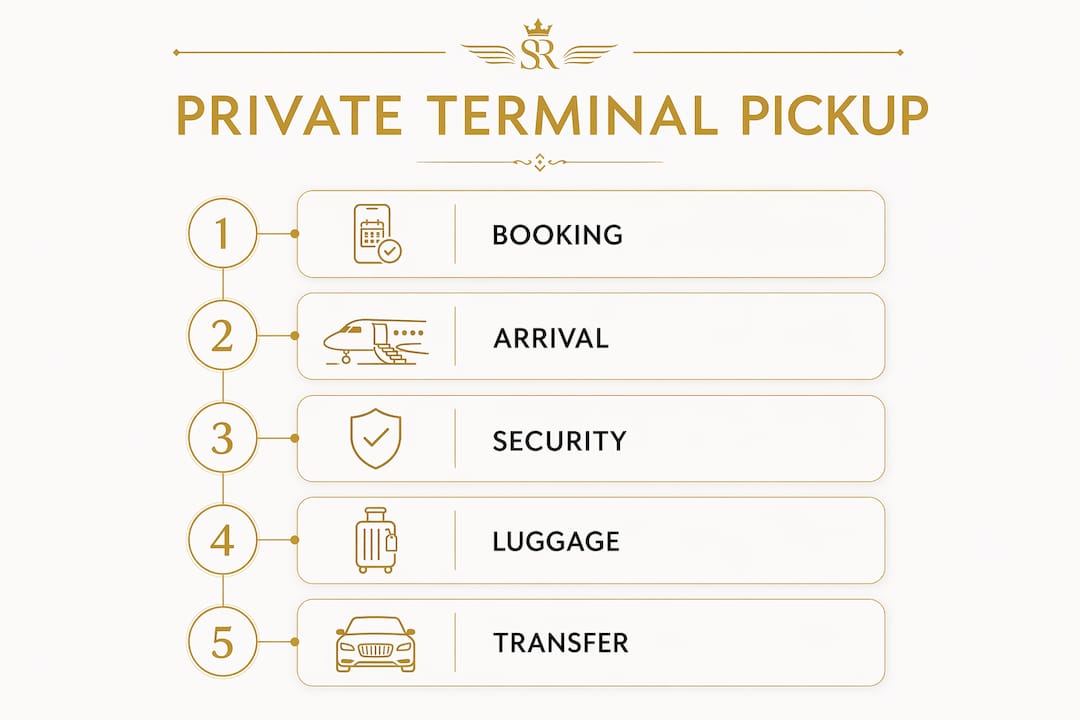 Infographic showing private terminal pickup process steps