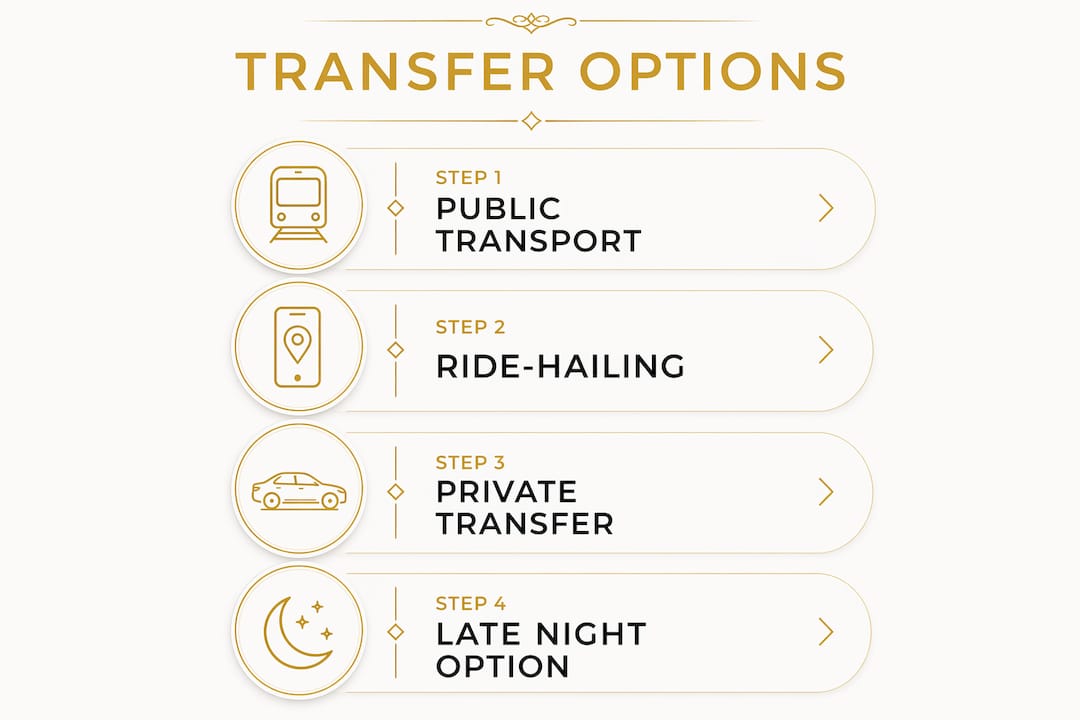 Infographic outlining four airport transfer steps for Tallinn