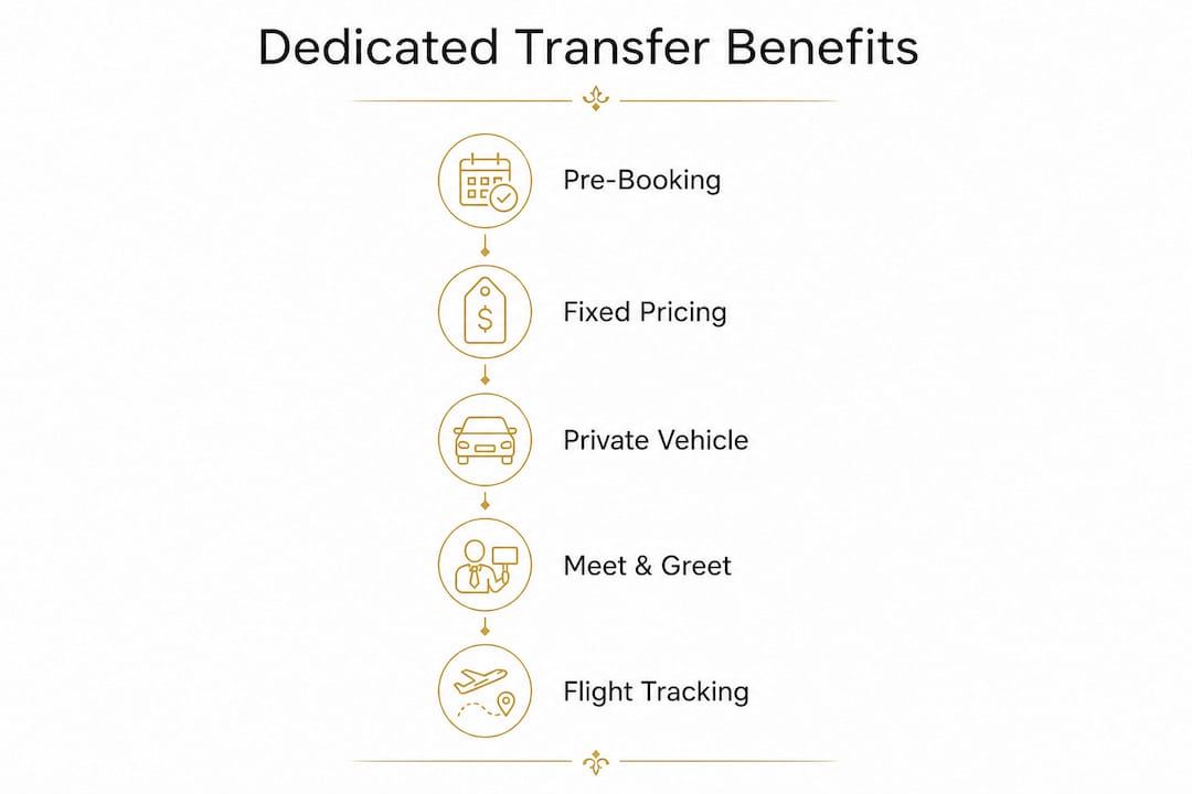 Infographic showing benefits of dedicated airport transfers