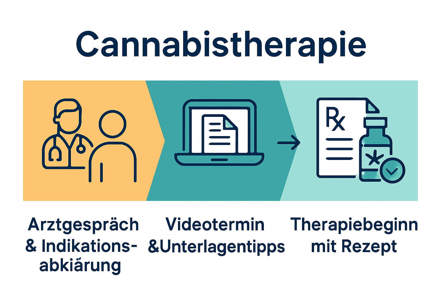 Infografik zu Schritten einer sicheren Cannabistherapie