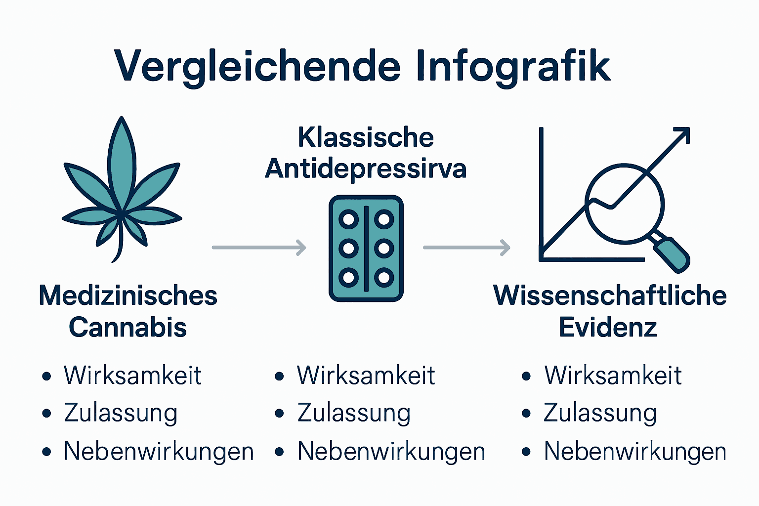 Vergleich von Cannabis und Antidepressiva als Infografik