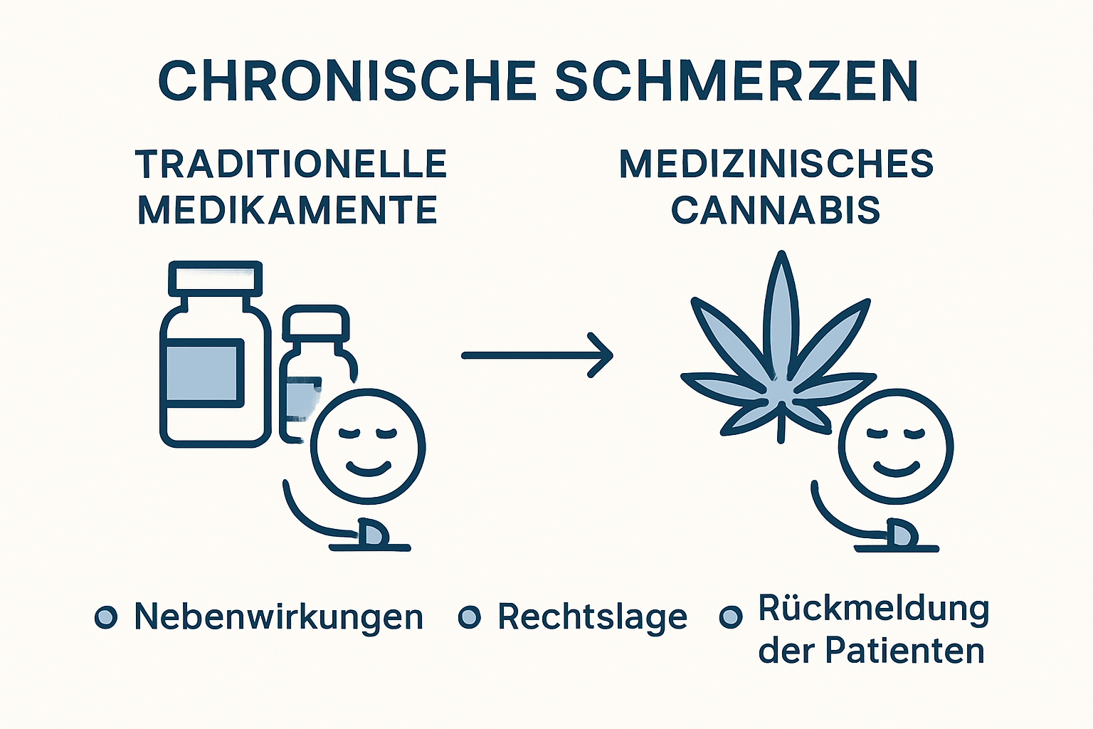 Infografik: Schmerztherapie – klassische Medikamente im Vergleich zu Cannabis
