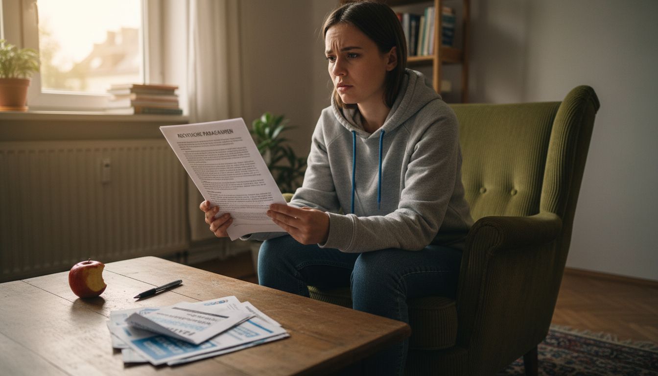Ein Patient prüft zu Hause seine Unterlagen zum Cannabisgesetz.
