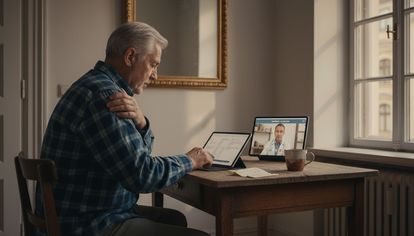 Ein Senior setzt auf Telemonitoring, um seine Schmerzen besser zu behandeln.