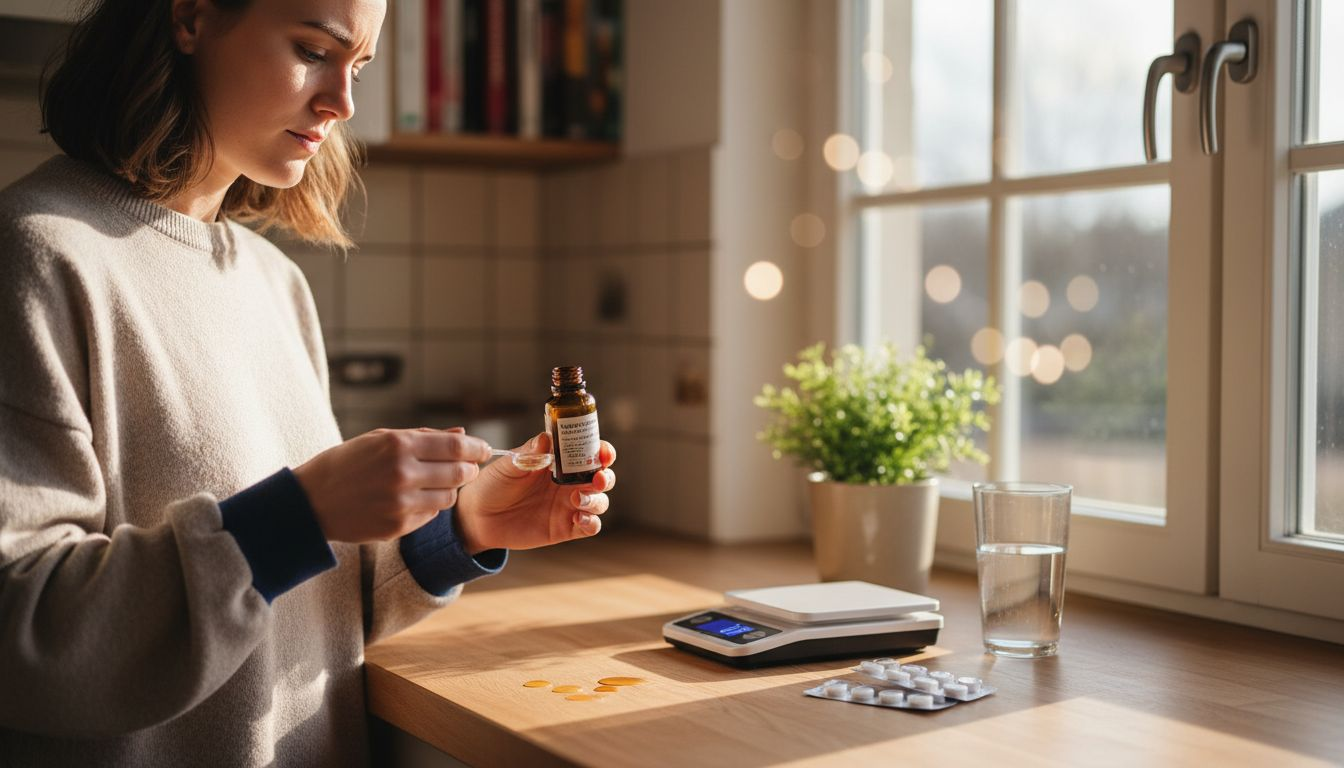 Eine Frau bereitet eine medizinische Cannabis-Dosierung vor.