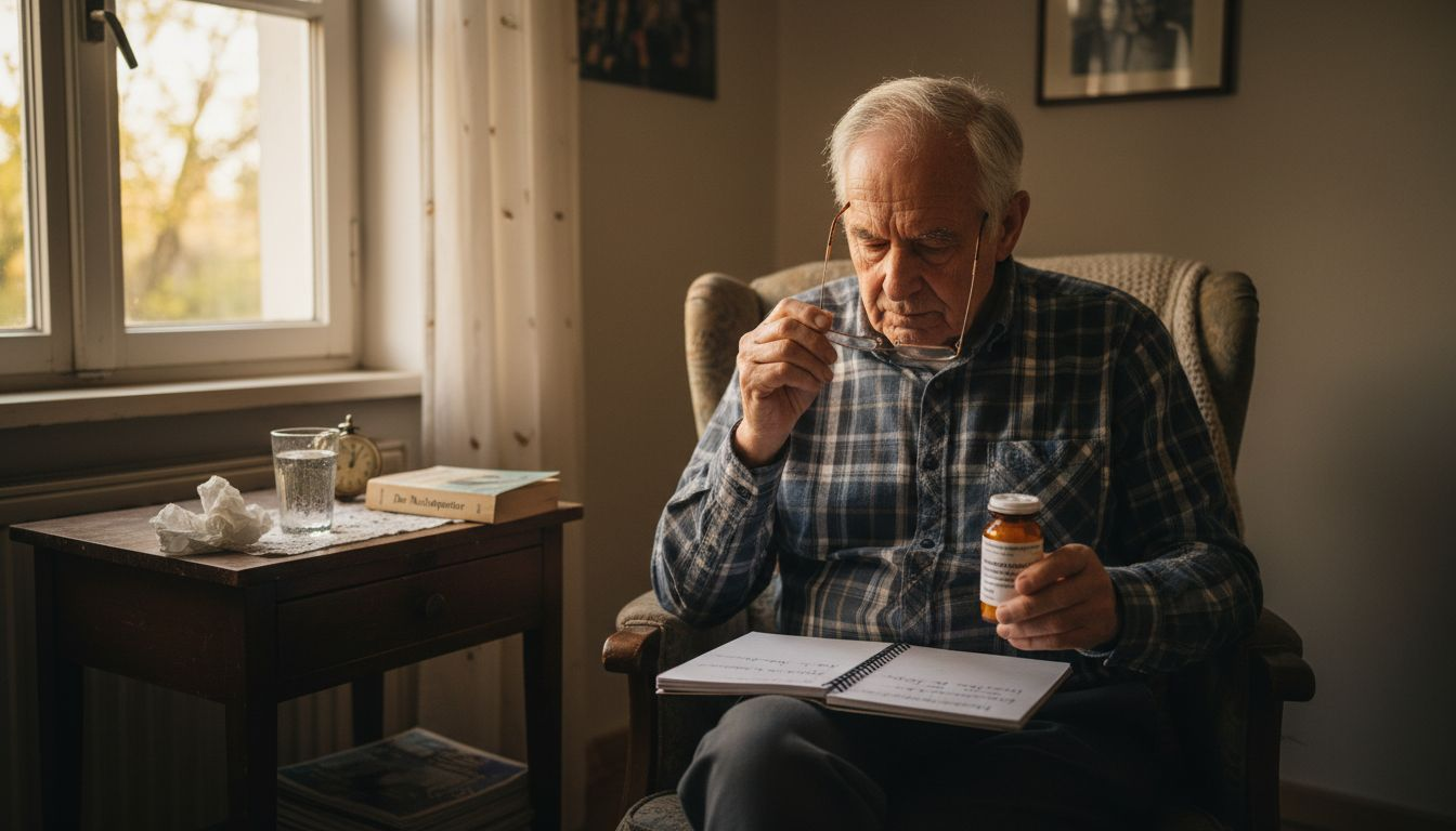 Ein Mann prüft die Dosierung seiner Cannabis-Verordnung.