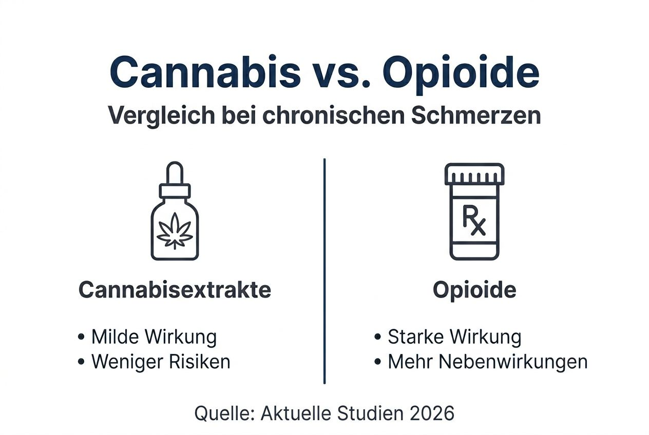 Infografik: Cannabisextrakte und Opioide im direkten Vergleich