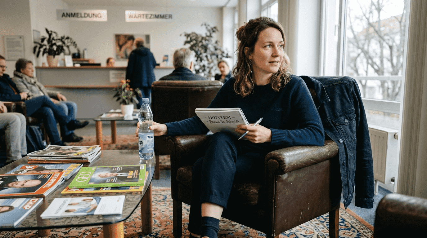 Eine Patientin wartet auf einen Beratungstermin zur Cannabis-Therapie.