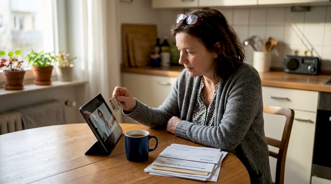 Im Rahmen der Online-Sprechstunde weist sich der Patient mit einem Ausweisdokument aus.