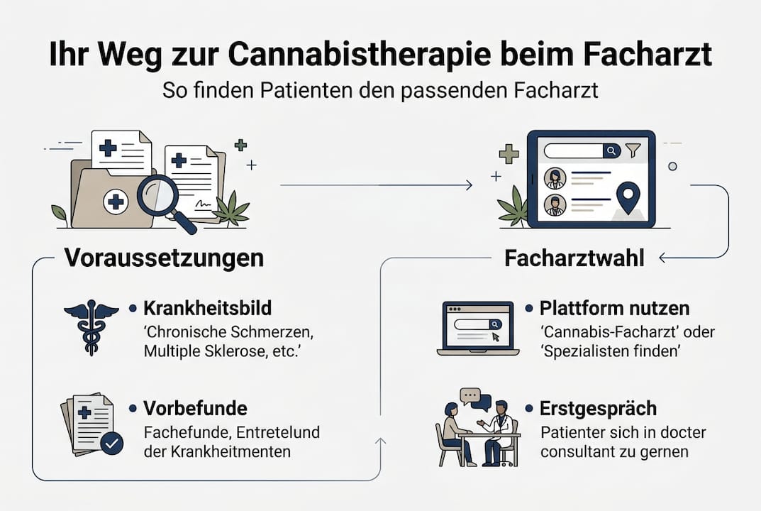 Infografik: Alles Wichtige zur Cannabis-Therapie und wie Sie einen passenden Facharzt finden