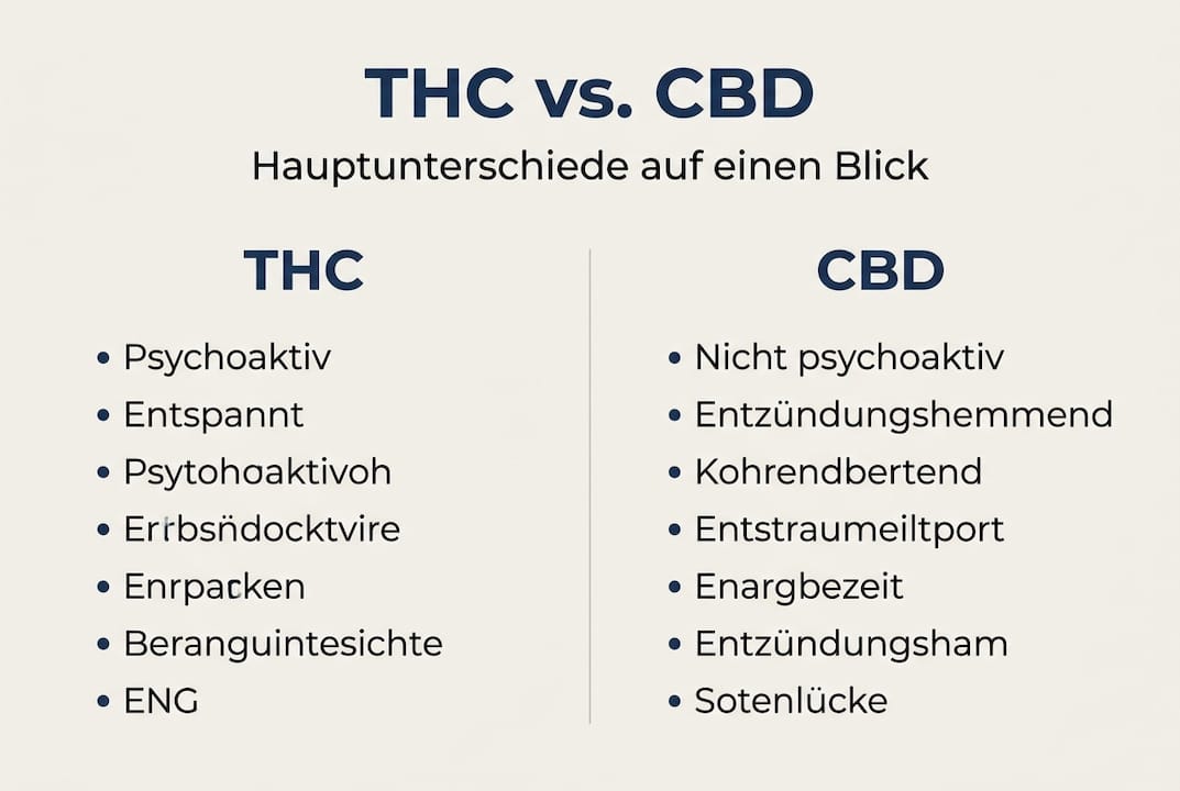 Anschauliche Übersicht: Die wichtigsten Unterschiede zwischen THC und CBD