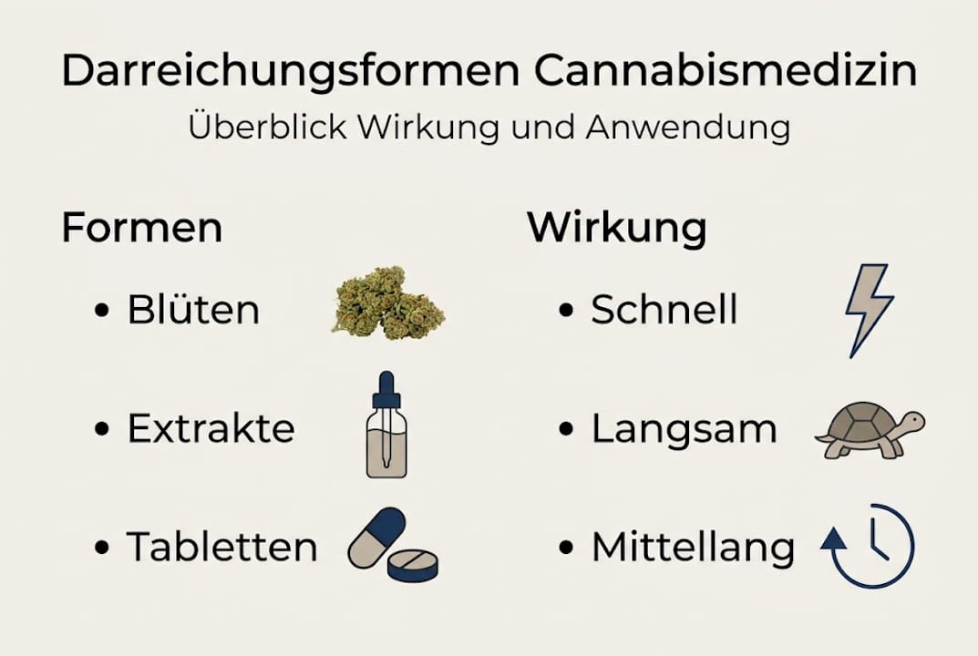 Infografik: Formen und Wirkungsweise von medizinischem Cannabis