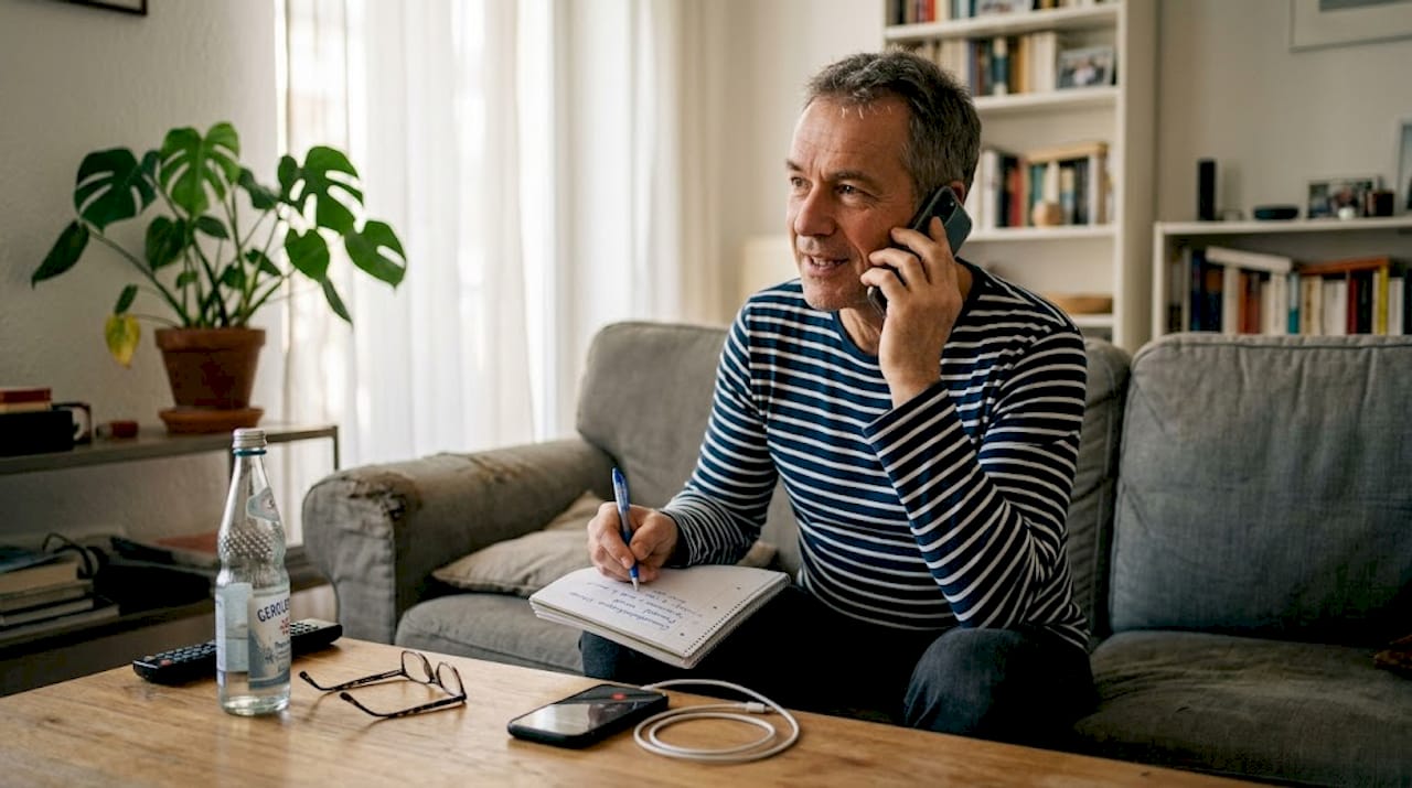 Patient notiert sich während der telefonischen Beratung Fragen