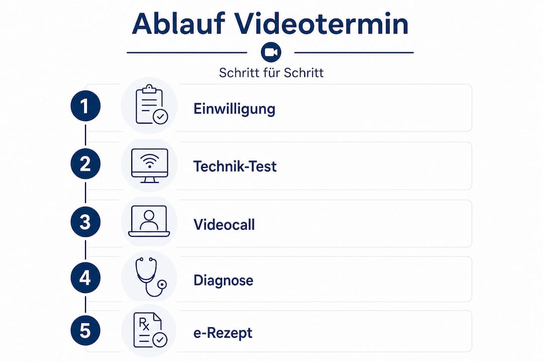 Schritt-für-Schritt-Anleitung: So funktioniert der Cannabis-Videotermin (Infografik)