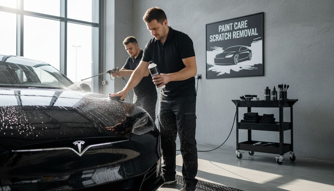 Technicians performing exterior detailing services